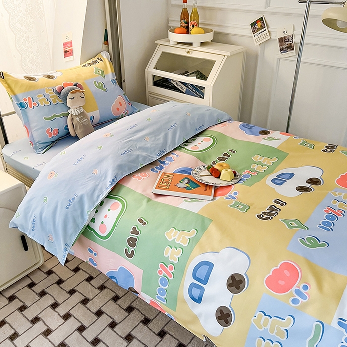 91家纺网 家纺一手货源 找家纺 港岛妹妹 2024新款芦荟棉印花四件套四件套学生床宿舍图 元气满满