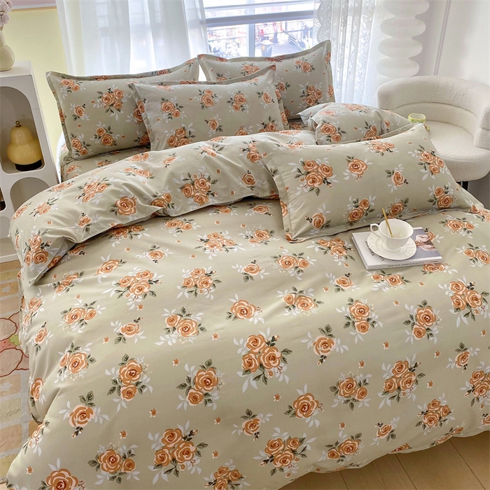 91家纺网 家纺一手货源 找家纺 梵巢家纺 芦荟棉三四件套，床单，被套，枕套化纤四件套爱在花开