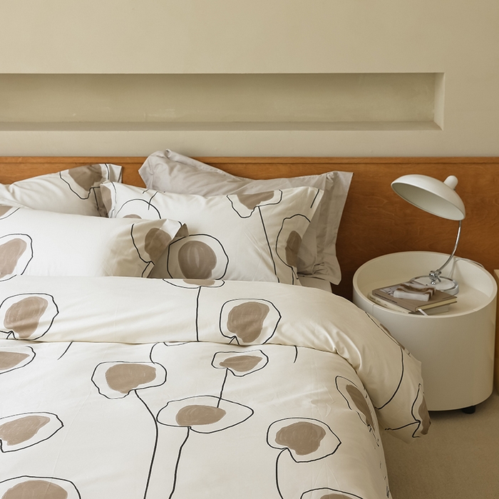 91家纺网 家纺一手货源 找家纺 左右家纺 2024新款全棉生态云棉活性印花四件套 清莹-咖