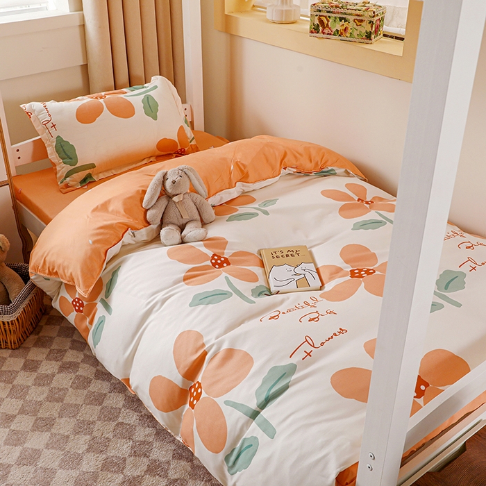 91家纺网 家纺一手货源 找家纺 港岛妹妹 2024新款芦荟棉印花四件套四件套学生床宿舍图 馥郁