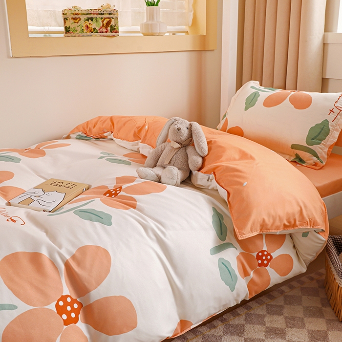 91家纺网 家纺一手货源 找家纺 港岛妹妹 2024新款芦荟棉印花四件套四件套学生床宿舍图 馥郁