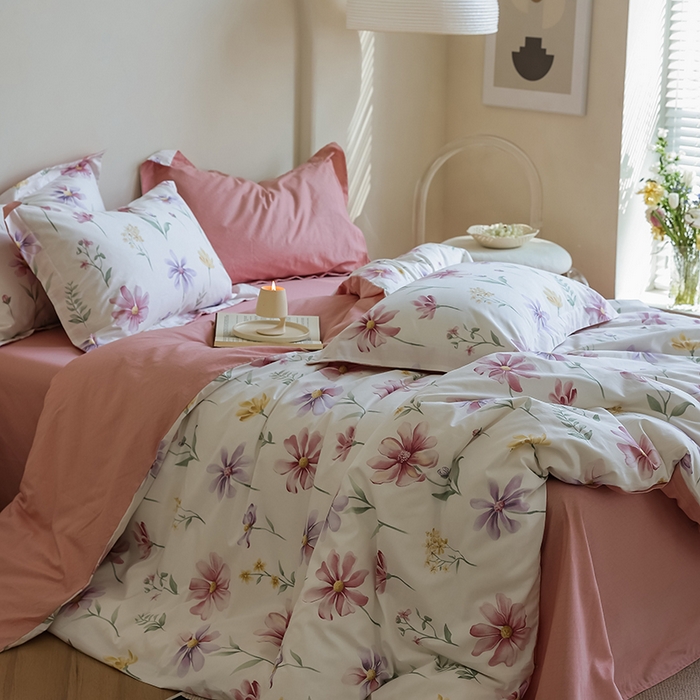 91家纺网 家纺一手货源 找家纺 左右家纺 2024新款全棉生态云棉活性印花四件套 晚晴