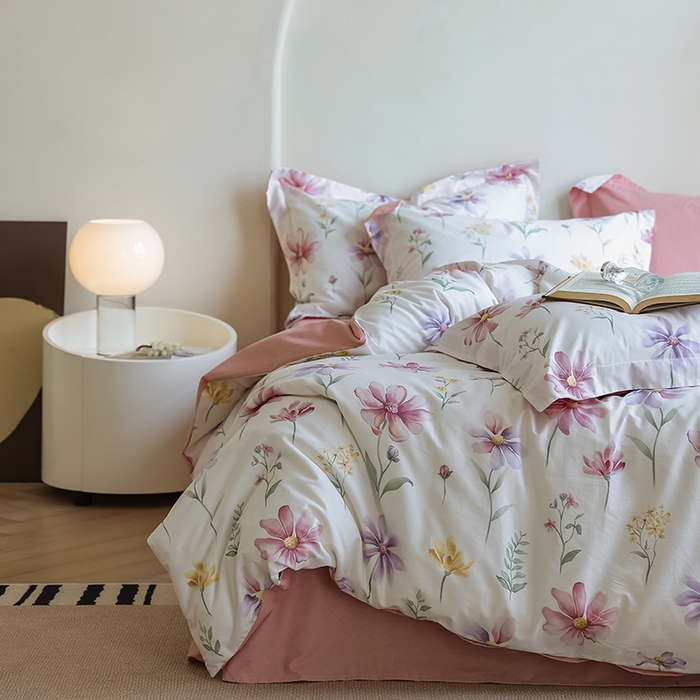 91家纺网 家纺一手货源 找家纺 左右家纺 2024新款全棉生态云棉活性印花四件套 晚晴