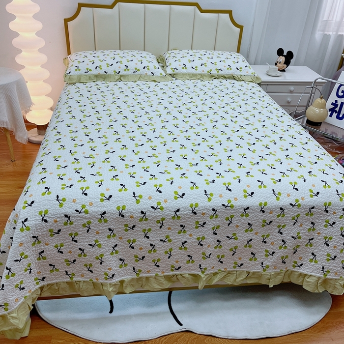 91家纺网 家纺一手货源 找家纺 暖居 2024新款夏季凉感云小棉森氧棉50棉50天丝床盖三件套 田园