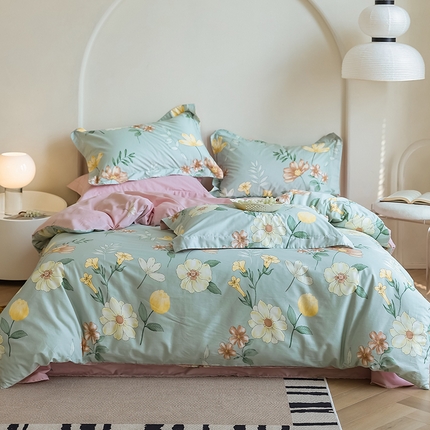 91家纺网 家纺一手货源 找家纺 左右家纺 2024新款全棉生态云棉活性印花四件套 幽香