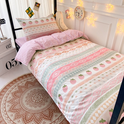 港岛妹妹 2024新款芦荟棉印花四件套四件套学生床宿舍图 芝芝莓莓