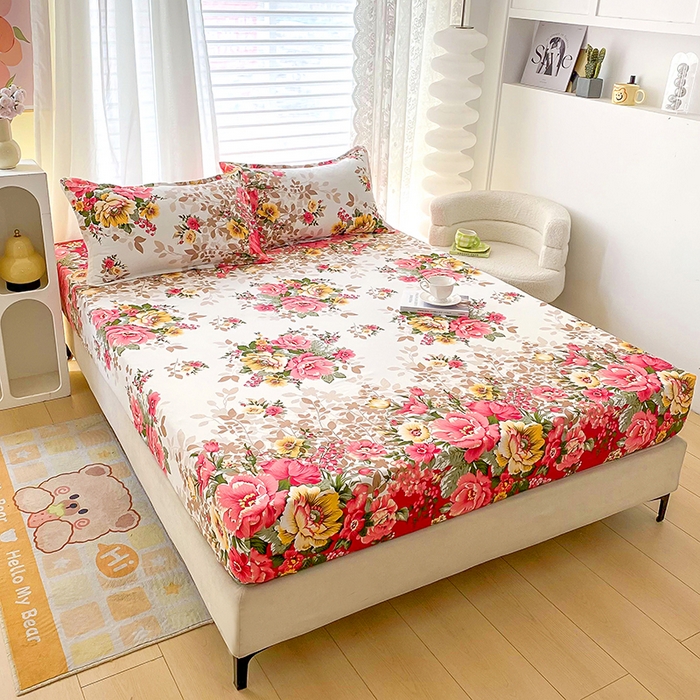 91家纺网 家纺一手货源 找家纺 梵巢家纺 芦荟棉床笠，外贸跨境单床笠磨毛床笠印花床笠花初梦