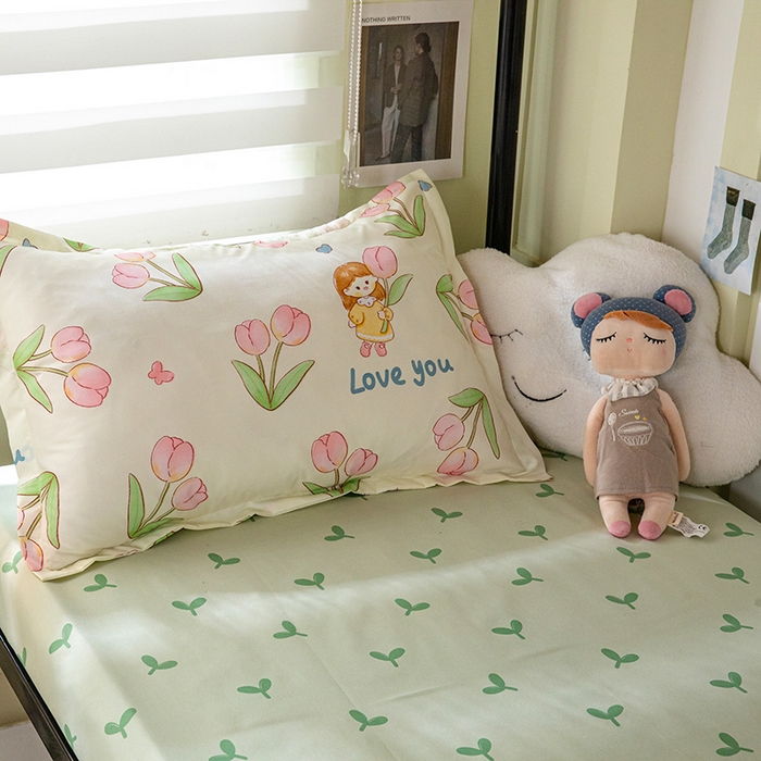 91家纺网 家纺一手货源 找家纺 港岛妹妹 2024新款芦荟棉印花四件套四件套学生床宿舍图 繁花