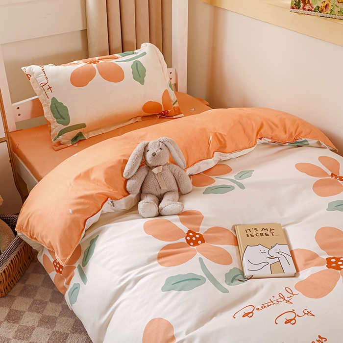 91家纺网 家纺一手货源 找家纺 港岛妹妹 2024新款芦荟棉印花四件套四件套学生床宿舍图 馥郁