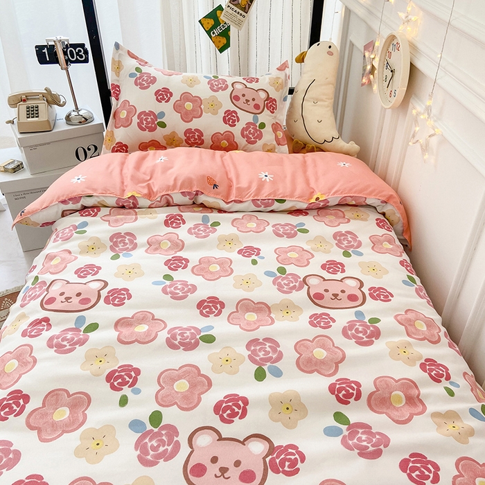 91家纺网 家纺一手货源 找家纺 港岛妹妹 2024新款芦荟棉印花四件套四件套学生床宿舍图 美好生活