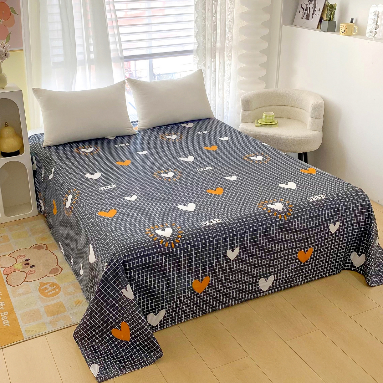 91家纺网 家纺一手货源 找家纺 梵巢家纺 2025新款加厚芦荟棉床单磨毛化纤床单心心念念