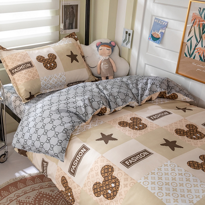 91家纺网 家纺一手货源 找家纺 港岛妹妹 2024新款芦荟棉印花四件套四件套学生床宿舍图 轻奢