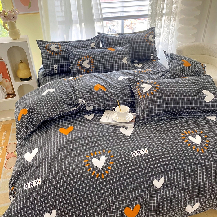 91家纺网 家纺一手货源 找家纺 梵巢家纺 2025新款芦荟棉四件套和单品印花四件套 床笠款四件套心心念念