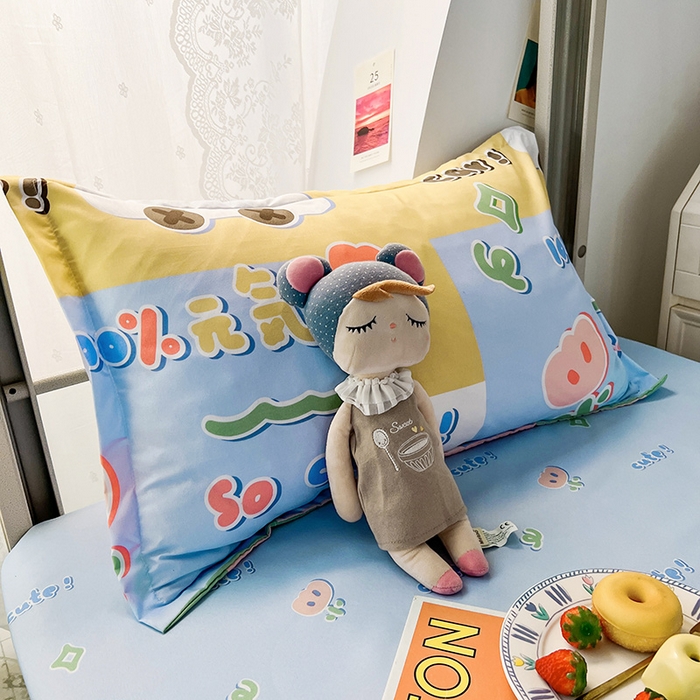 91家纺网 家纺一手货源 找家纺 港岛妹妹 2024新款芦荟棉印花四件套四件套学生床宿舍图 元气满满