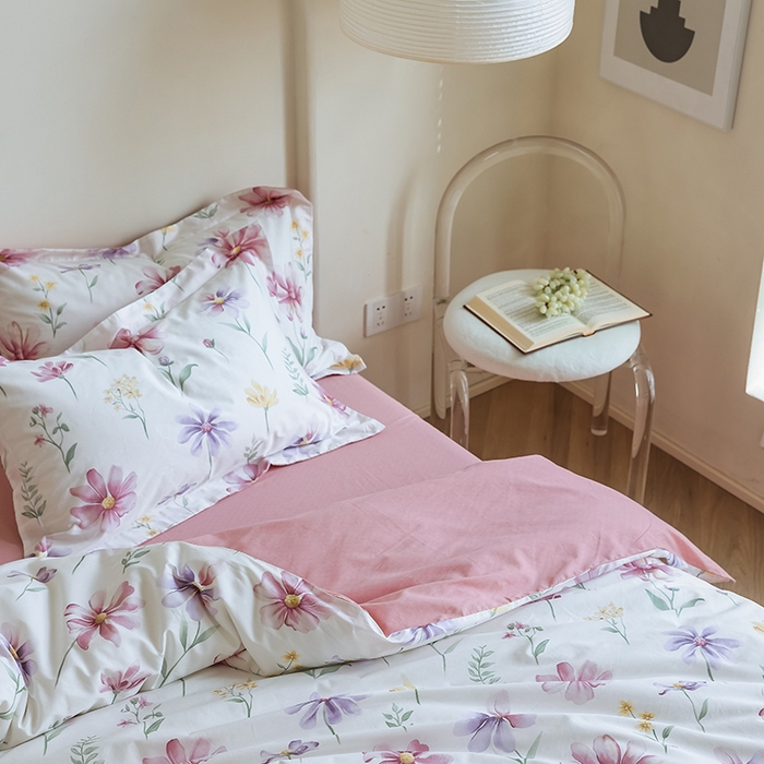 91家纺网 家纺一手货源 找家纺 左右家纺 2024新款全棉生态云棉活性印花四件套 晚晴