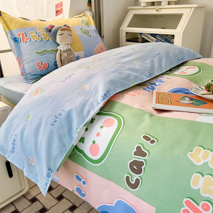 91家纺网 家纺一手货源 找家纺 港岛妹妹 2024新款芦荟棉印花四件套四件套学生床宿舍图 元气满满