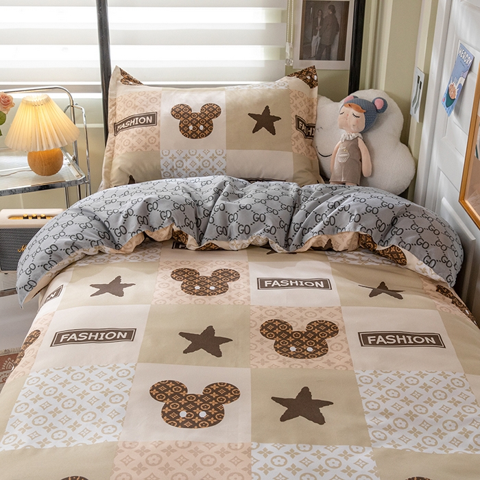 91家纺网 家纺一手货源 找家纺 港岛妹妹 2024新款芦荟棉印花四件套四件套学生床宿舍图 轻奢