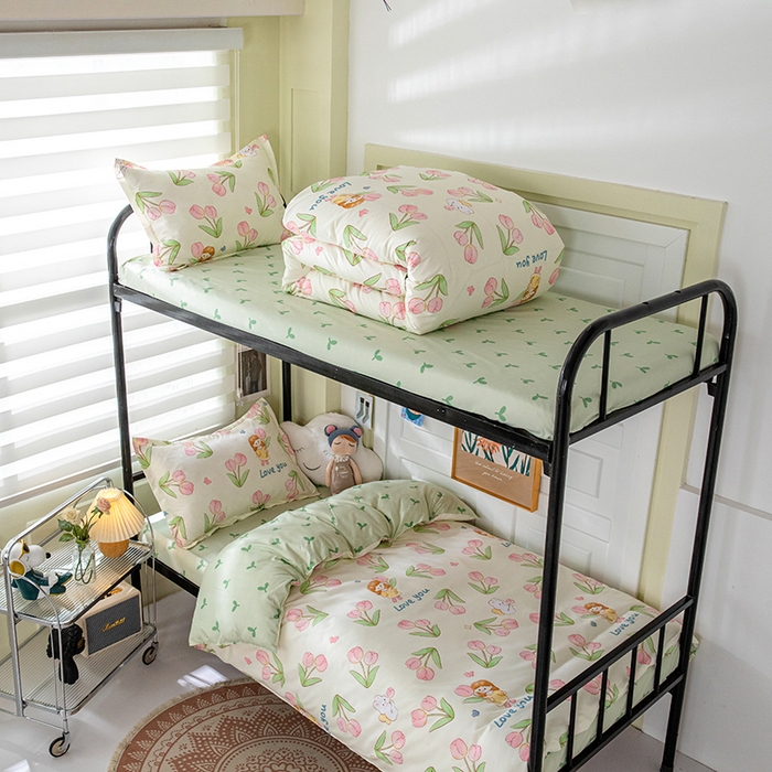 91家纺网 家纺一手货源 找家纺 港岛妹妹 2024新款芦荟棉印花四件套四件套学生床宿舍图 繁花