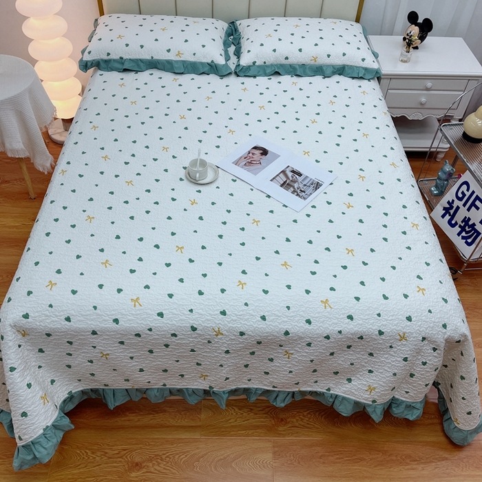 91家纺网 家纺一手货源 找家纺 暖居 2024新款夏季凉感云小棉森氧棉50棉50天丝床盖三件套 蝴蝶结兰