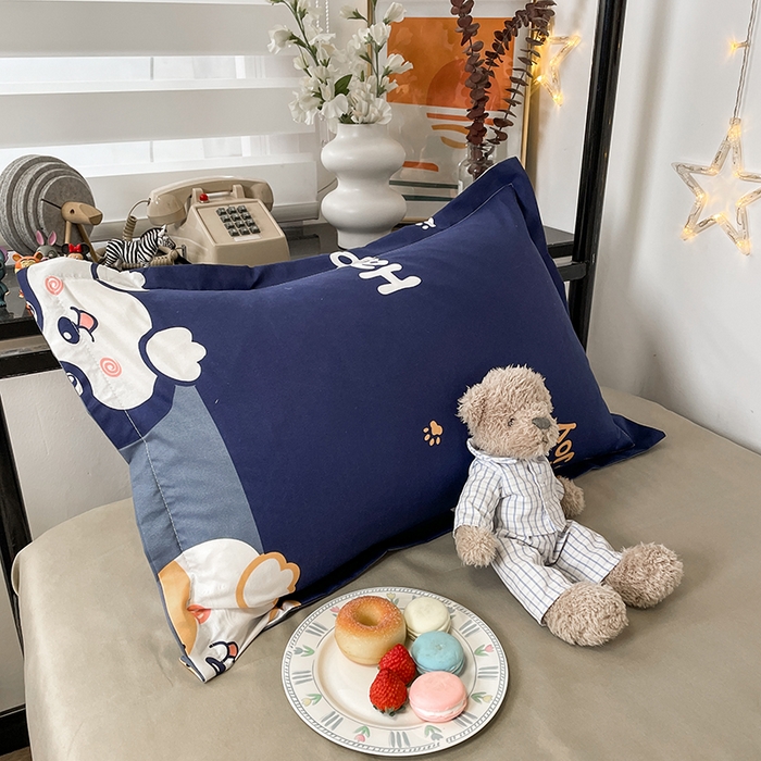 91家纺网 家纺一手货源 找家纺 港岛妹妹 2024新款芦荟棉印花四件套四件套学生床宿舍图 欢乐狗狗