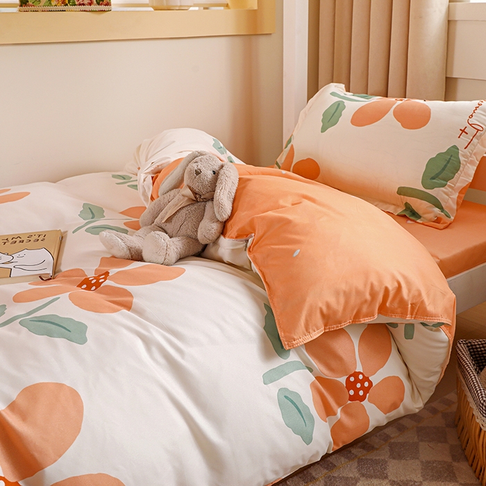 91家纺网 家纺一手货源 找家纺 港岛妹妹 2024新款芦荟棉印花四件套四件套学生床宿舍图 馥郁