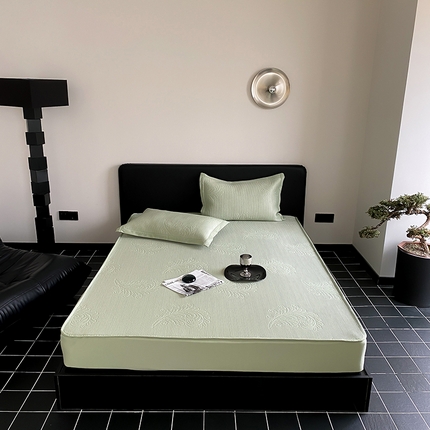 91家纺网 家纺一手货源 找家纺 （总）可恩欣 2025爆款A类抗菌轻奢凉感PE提花软席凉席床笠款条席款