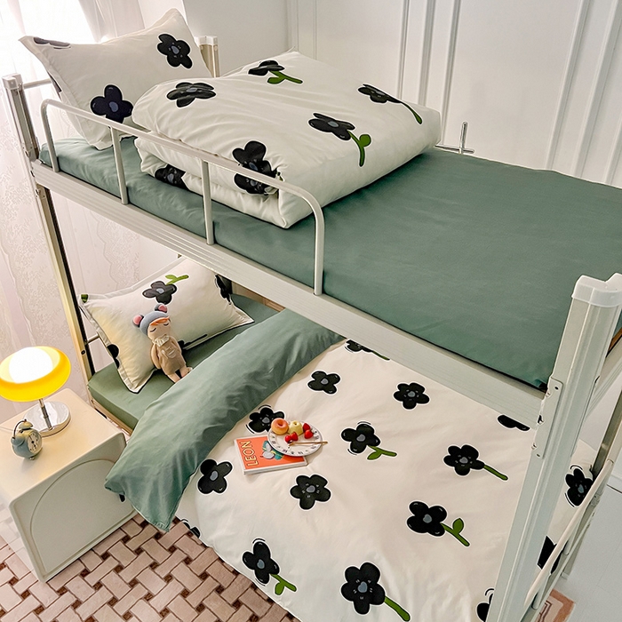 91家纺网 家纺一手货源 找家纺 港岛妹妹 2024新款芦荟棉印花四件套四件套学生床宿舍图 轻颜