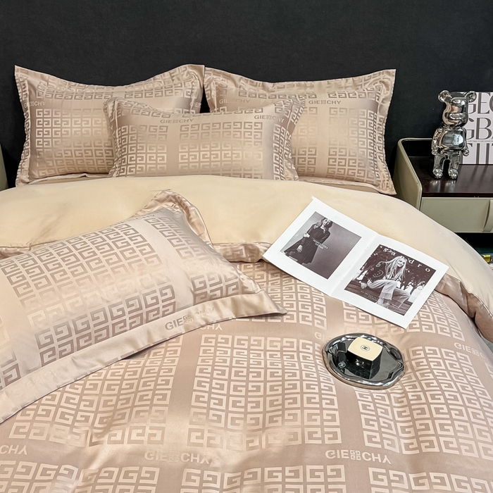 91家纺网 家纺一手货源 找家纺 宅家居 2024新款轻奢高精密贡缎提花臻品真丝四件套 梵希-香槟金