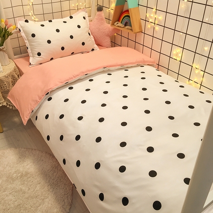 港岛妹妹 2024新款芦荟棉印花四件套四件套学生床宿舍图波点元素