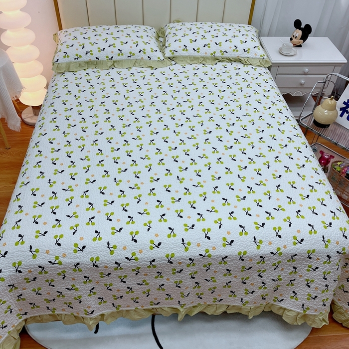 91家纺网 家纺一手货源 找家纺 暖居 2024新款夏季凉感云小棉森氧棉50棉50天丝床盖三件套 田园