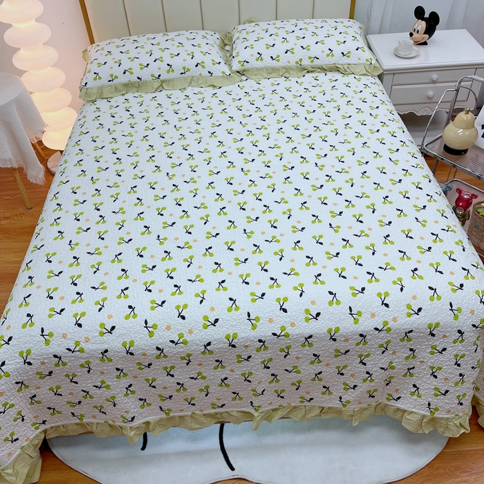 91家纺网 家纺一手货源 找家纺 暖居 2024新款夏季凉感云小棉森氧棉50棉50天丝床盖三件套 田园