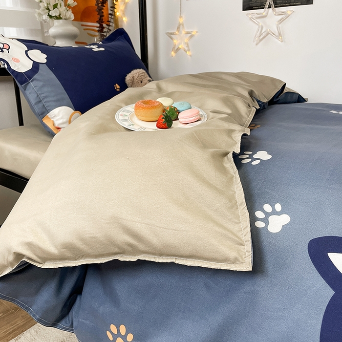 91家纺网 家纺一手货源 找家纺 港岛妹妹 2024新款芦荟棉印花四件套四件套学生床宿舍图 欢乐狗狗