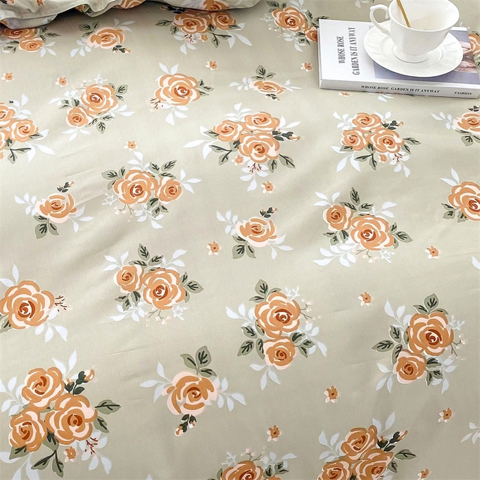 91家纺网 家纺一手货源 找家纺 梵巢家纺 2025新款芦荟棉四件套和单品印花四件套 床笠款四件套爱在花开