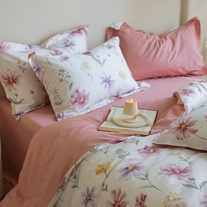 91家纺网 家纺一手货源 找家纺 左右家纺 2024新款全棉生态云棉活性印花四件套 晚晴