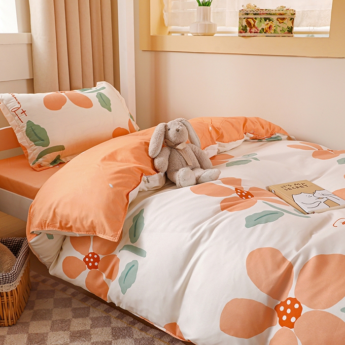 91家纺网 家纺一手货源 找家纺 港岛妹妹 2024新款芦荟棉印花四件套四件套学生床宿舍图 馥郁