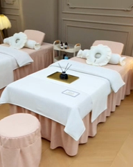 91家纺网 家纺一手货源 找家纺 不打烊家纺  (原春恩家纺) 2025新款贡棉美容床罩系列套件-艾米尔 艾米尔米白色拼驼色