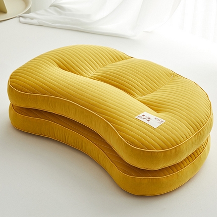 91家纺网 家纺一手货源 找家纺 乐可 2024新款砂洗月牙分区荞麦枕 S7黄