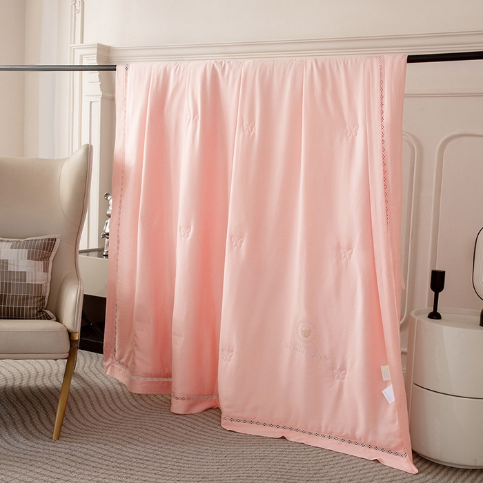 91家纺网 家纺一手货源 找家纺 被靠被 2024新款莫代尔蚕蛹蛋白夏被空调被-悠闲时光 悠闲时光-粉