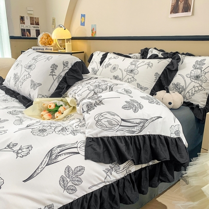 91家纺网 家纺一手货源 找家纺 （总）卡斯诺 2025新款水洗棉花边款四件套（文件下载包包含买家秀）