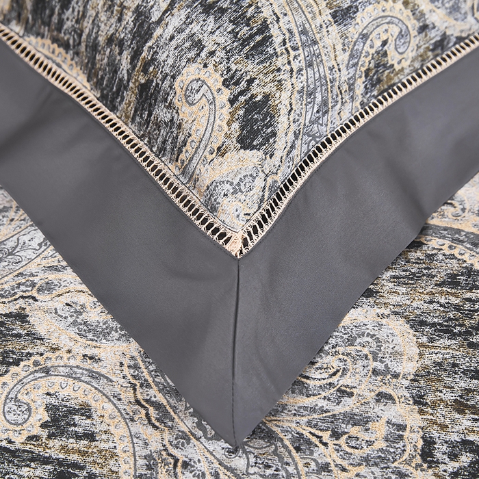 91家纺网 家纺一手货源 找家纺 优姿家纺 2024新款160支长绒棉高端大版四件套 名门时光-灰