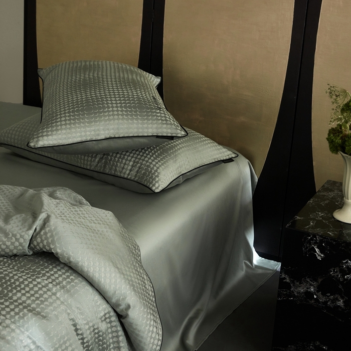 91家纺网 家纺一手货源 找家纺 安莱生活 2024新款60S天丝棉提花四件套三系列（银丝款）--天丝棉铂金简奢款 弦月-梦华绿