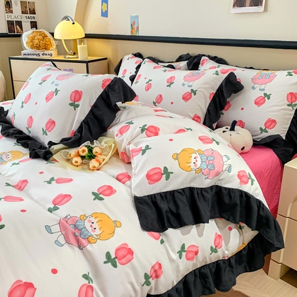 91家纺网 家纺一手货源 找家纺 （总）卡斯诺 2025新款水洗棉花边款四件套（文件下载包包含买家秀）