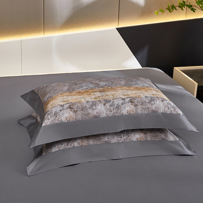 91家纺网 家纺一手货源 找家纺 优姿家纺 2024新款160支长绒棉高端大版四件套 水墨兰亭-灰