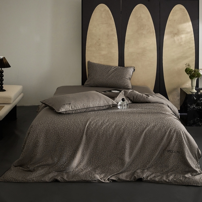 91家纺网 家纺一手货源 找家纺 安莱生活 2024新款60S天丝棉提花四件套三系列（银丝款）--天丝棉铂金简奢款 斯科尔-斑马棕