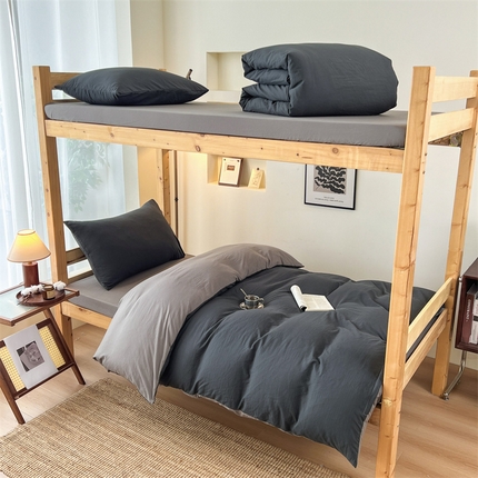 91家纺网 家纺一手货源 找家纺 （总）多品家纺 2024新款水洗棉皱皱纱双层纱学生三件套四件套