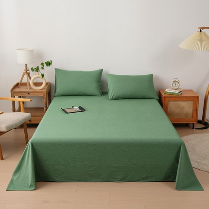 91家纺网 家纺一手货源 找家纺 鑫棉坊 2024新款全棉色织水洗棉床单 军绿