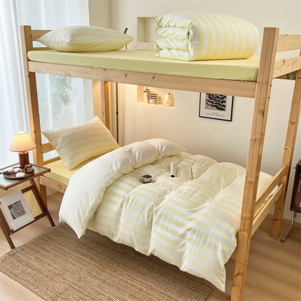 91家纺网 家纺一手货源 找家纺 （总）多品家纺 2024新款水洗棉皱皱纱双层纱学生三件套四件套