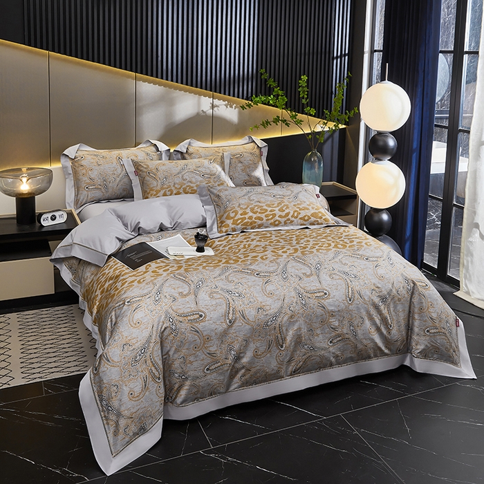 91家纺网 家纺一手货源 找家纺 优姿家纺 2024新款160支长绒棉高端大版四件套 玉如意-黄