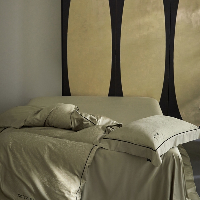 91家纺网 家纺一手货源 找家纺 安莱生活 2024新款60S天丝棉提花四件套三系列（银丝款）--天丝棉铂金商务款 牧云-香辰绿