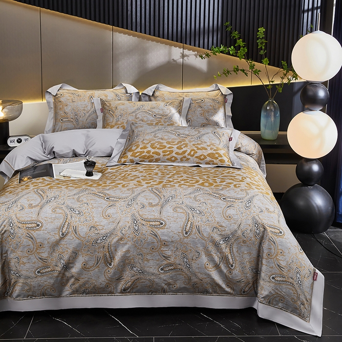 91家纺网 家纺一手货源 找家纺 优姿家纺 2024新款160支长绒棉高端大版四件套 玉如意-黄